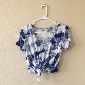 Hollister Blue and White Pocket Tee